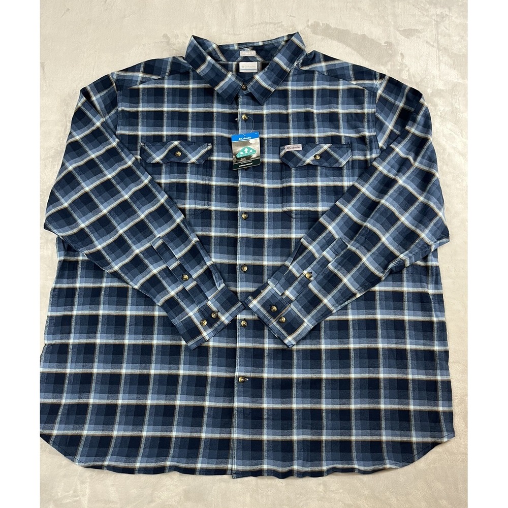 COLUMBIA Flannel Shirt Men 4XL Plaid Flare Gun Regular Omni-Wick 2 Chest Pockets